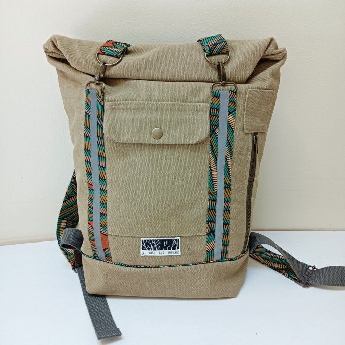 Sac à dos coursier toile Cayman jaune - beige