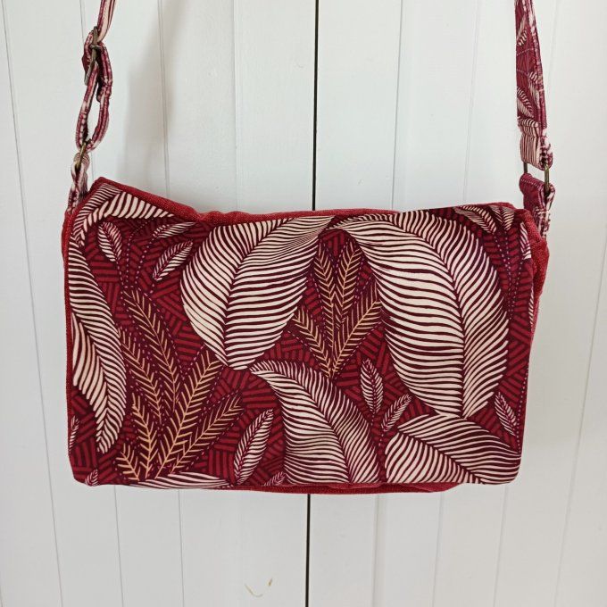 Besace velours Rober corail-Rabat Sintra rouge