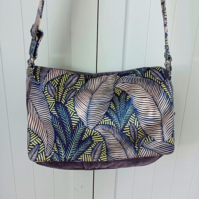Besace velours Rober figue -Rabat Sintra bleu