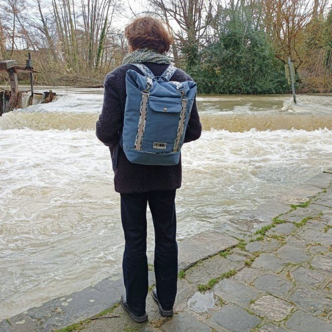 Sac à dos coursier toile Cayman bleu Denim - Ours polaires