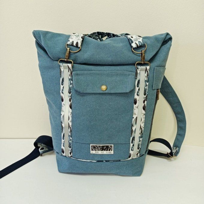 Sac à dos coursier toile Cayman bleu Denim - Ours polaires