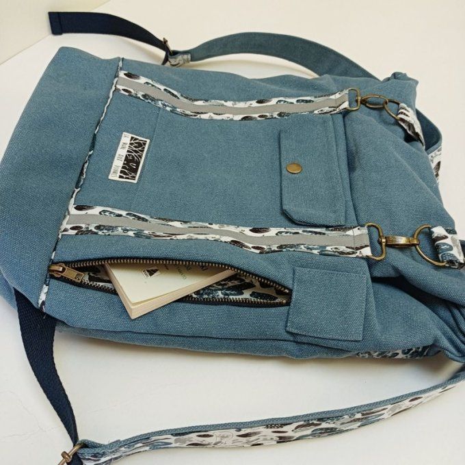 Sac à dos coursier toile Cayman bleu Denim - Ours polaires