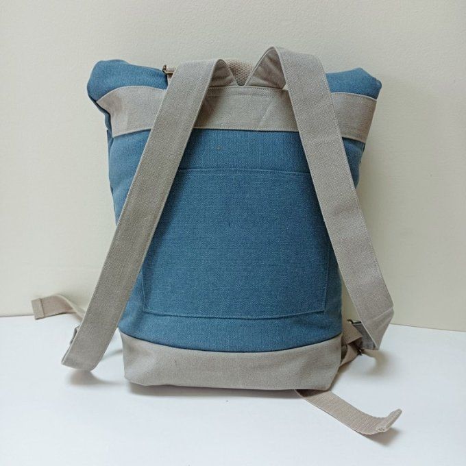 Sac à dos coursier toile Cayman bleu denim 