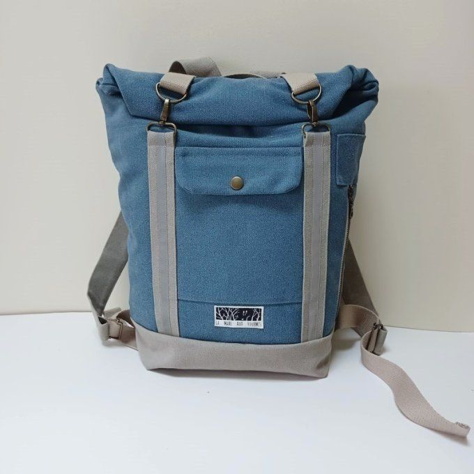 Sac à dos coursier toile Cayman bleu denim 