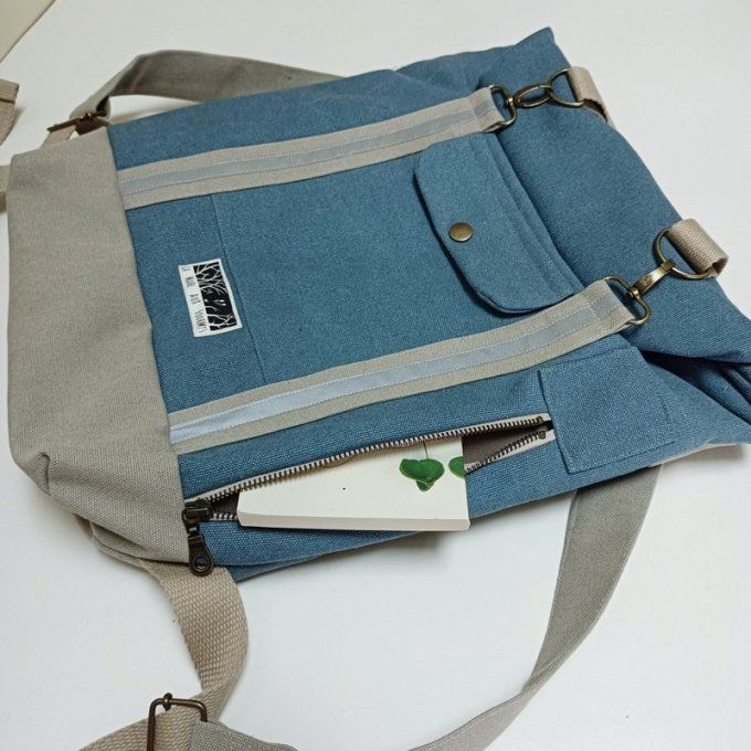 Sac à dos coursier toile Cayman bleu denim 