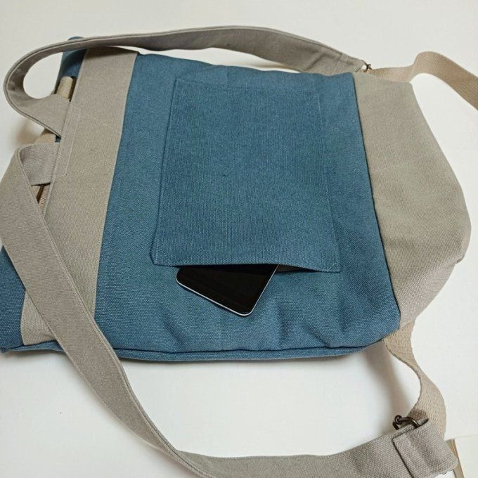 Sac à dos coursier toile Cayman bleu denim 