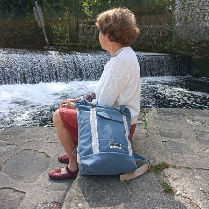 Sac à dos coursier toile Cayman bleu Denim