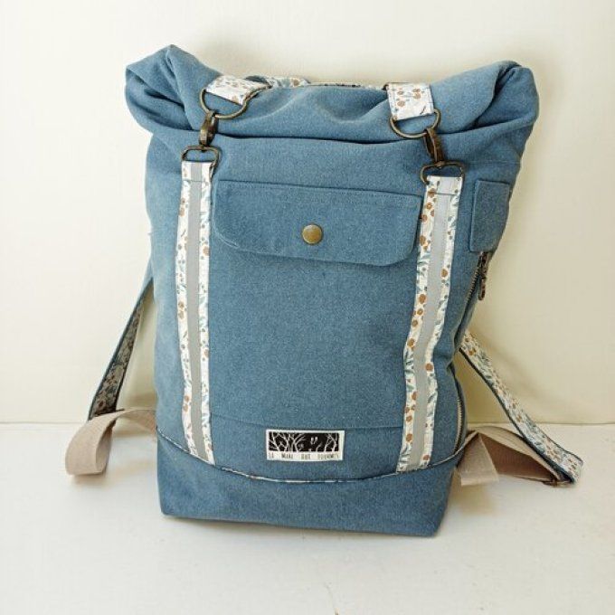 Sac à dos coursier toile Cayman bleu Denim