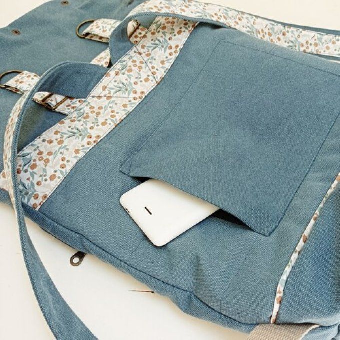 Sac à dos coursier toile Cayman bleu Denim