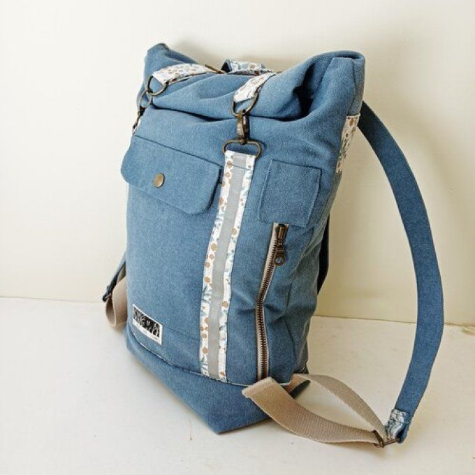 Sac à dos coursier toile Cayman bleu Denim