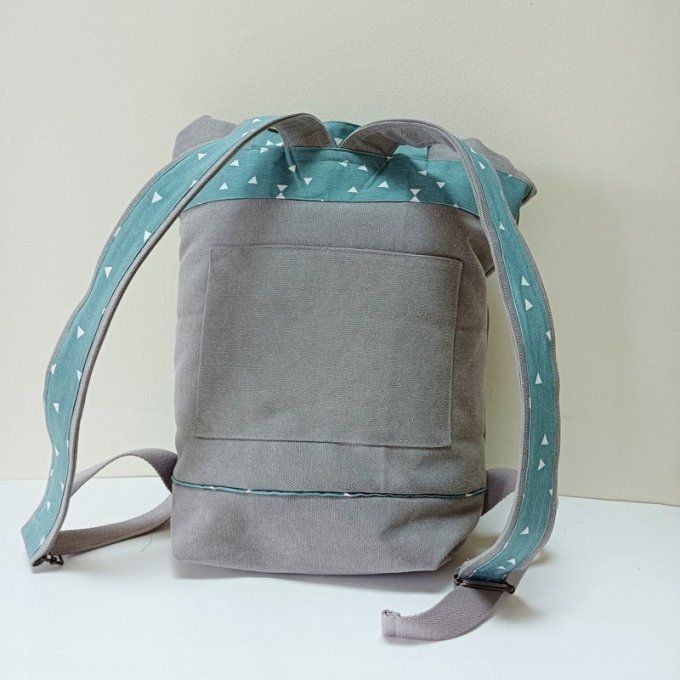 Sac à dos coursier toile Cayman gris taupe - Bleu