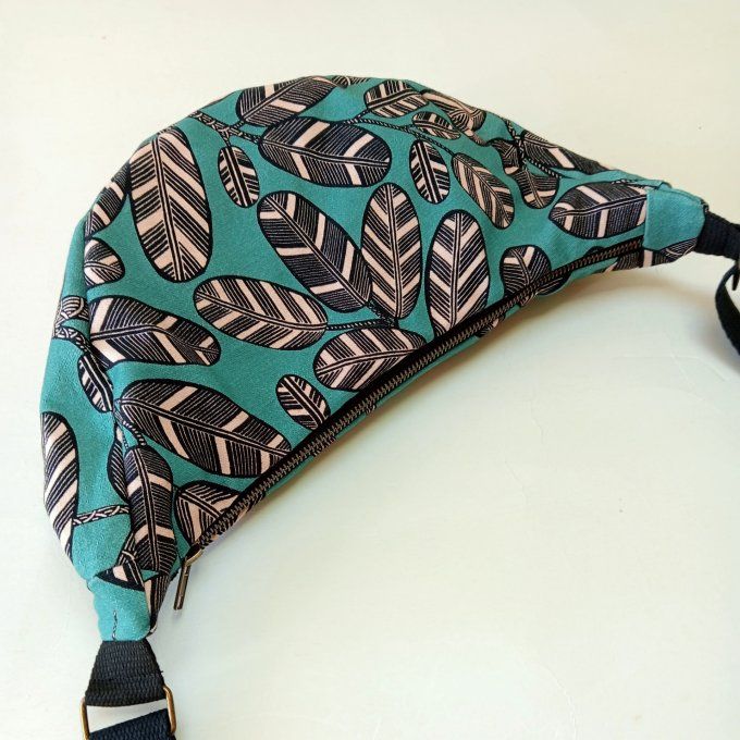 Sac demi-lune - Coton vert/noir Elis