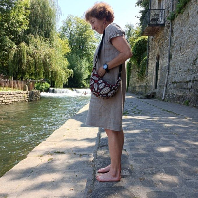 Sac demi-lune velours Lima rouge/noir 